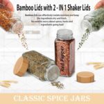Glass Spice Jars with Bamboo Airtight Lids - (4 Pack) - 4 oz Square Spice Bottles with Shaker Lids - Clear Empty Shaker Seasoning Jars with Preprinted Spice Jars Labels for Spice Rack, Drawer, Cabinet - Image 6