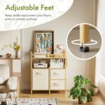 Amazer Baby Changing Table, Bamboo Baby Dresser Table with Flat Top, Diaper Changing Station with 3 Removable Storage Drawers, Large Storage Nursery Organizer Shelves with Pad, Mesh Pocket - Image 8