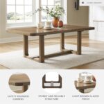Signature Design by Ashley Cabalynn Farmhouse Dining Extension Table with 1 Removable Center Leaf, Light Brown - Image 5