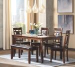 Signature Design by Ashley Bennox Dining Room Table and Chairs with Bench (Set of 6), Brown - Image 8