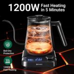 Gooseneck Electric Kettle HIYAKOI with ±1℉ Temperature Control, Pour Over Kettle for Coffee & Tea, 1200W Rapid Heating, Stainless Steel Water Boiler with 12H Keep Warm & Built-in Timer, 0.8L/27oz - Image 6
