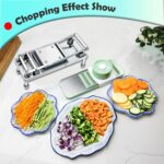 All-in-1 Vegetable Chopper with 8 Blades - Mandoline Slicer-Pro Food Chopper with Container - Veggie Salad Onion Chopper - Potato Dicer French Fry Cutter - Cheese Grater - Stainless Steel material - Image 7