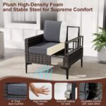 JOYURE 4-Piece Patio Furniture Set,Outdoor Wicker Patio Conversation Set with Tempered Glass Table,All-Weather Rattan Sectional Loveseat&Chairs with Thick Cushions for Garden,Deck,Backyard-Grey - Image 5