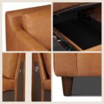 Poly & BARK Harper Right-Facing Leather Sleeper Sectional Sofa Cognac Tan– Full-Grain Aniline Leather, Sculptural Silhouette, Walnut-Finished Legs – Modern Statement Sofa for Living Spaces - Image 7