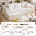 Homall 108" Modular Sectional Sofa, Boneless Couch with L-Shape Chaise, Cloud Couch with Deep Seat Upholstered, No Assembly Required for Living Room, Bedroom (Corduroy, Beige) - Image 8