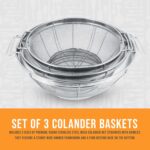 U.S. Kitchen Supply Set of 3 Stainless Steel Colander Strainers Net Baskets 5, 4, & 3-Quart - Colander with Handles & Resting Base - Stainless Steel Sieve, Mesh Strainers and Colanders for Kitchen - Image 8