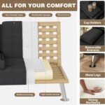 Homall Futon Sofa Bed, Futon Couch with Removable Armrests, Adjustable Recliner Sleeper Sofa Bed with Dual Cup Holders for Living Room, Apartment, Office (Fabric, Black) - Image 5