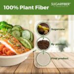 [50 COUNT]Harvest Pack PFAS FREE 32oz Paper Compostable Bowls Only, Round Heavy-Duty Eco-Friendly Disposable Bagasse Large Soup Bowls, sugarcane made for Meal Prep Takeout Dinnerware, Microwave Safe - Image 5