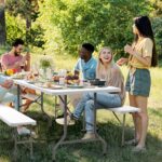 VINGLI Picnic Table Set with 2 Benches, 6 Feet Camping Table Chair Set,3-Piece Folding Furniture for Indoor or Outdoor Use, Smooth Tabletop, White - Image 10