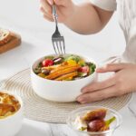 MALACASA 24 OZ Cereal Bowls, Porcelain Soup Oatmeal Bowls Set of 6, Kitchen Ceramic Serving Bowl, Dishwasher Microwave Oven Safe, White, Series LUNA - Image 8