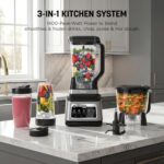 Ninja BN801 Professional Plus Kitchen System, 1400 WP, 5 Functions for Smoothies, Chopping, Dough & More with Auto IQ, 72-oz.* Blender Pitcher, 64-oz. Processor Bowl, (2) 24-oz. To-Go Cups, Grey - Image 3