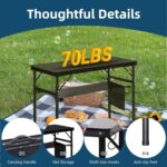 LOFTEY Folding Camping Table with 3 Adjustable Height, 3ft Foldable Aluminum Camp Table, Lightweight with Storage Bag, Portable for Outdoor, BBQ, Hiking, 34.2" x 15.7" x 27.5", Black - Image 5