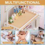 PAKASEPT Baby Changing Table, Infant Diaper Changing Station with Wheels & Wide Table Top & Clothes Rail, Baby Changing Table with Two Drawers and Cabinet for Nursery and Kids - Image 5