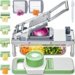 All-in-1 Vegetable Chopper with 8 Blades - Mandoline Slicer-Pro Food Chopper with Container - Veggie Salad Onion Chopper - Potato Dicer French Fry Cutter - Cheese Grater - Stainless Steel material - Image 2
