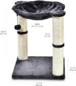 Amazon Basics Sturdy Cat Condo Tower with Hammock Bed and Scratching Posts, Interactive Hanging Ball Toy for Indoor Cats, 15.8" x 15.8" x 19.7", Gray - Image 4