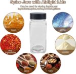 24Pcs Spice Jars Containers with Labels，4oz Black Seasoning Bottles with Shaker Lids for Rack, Cabinet, Drawer,Empty Square Condiment Pots (24, Black) - Image 8