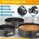 HIWARE Springform Pan Set of 3 Non-stick Leakproof Round Cake Pan Set Includes 3 Pieces 6" 8" 10" - Image 4