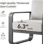 CHITA Aluminum Outdoor 3-Seater Sofa, Patio Furniture with 6.3in Thick High-Resilient Cushions & 100% Aluminum Frame, Modern Outdoor Patio Furniture for Poolside, Deck, Balcony - Image 4