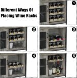 GAOMON 3-Tier Wine Bar Cabinet with Adjustable Removable Wine Rack, Modern Liquor Sideboard with Glass Holder and Mesh Door, Freestanding Storage Cabinet for Dining Room Kitchen Home Bar, Grey - Image 7