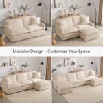 Mixcous Chenille Oversized Accent Chair - 39”W Big Comfy Reading Chair, Modular Cloud Chair, Cozy Armchair for Living Room, Bedroom, Kids Room, Family Room, Reading Nook, Sand Beige - Image 6