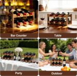 6-Bottle Wooden Wine Rack – 2-Tier Tabletop Countertop Space-Saving Wine Holder with Screwdriver Included, Easy Assembly Wine Storage Shelf for Kitchen, Bar, Pantry & Home Decor - Image 5