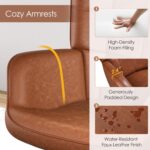 Yaheetech Accent Chairs, Large PU Leather High-Back Chair w/Metal Legs, Pottery Barn Style Living Room Chairs for Bedroom/Home Office, Camel - Image 7