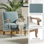 HULALA HOME Mid-Century Modern Accent Chair, Upholstered Lounge Arm Chair with Solid Wood Legs and Armrest, Removable Cushion Comfy Retro Reading Armchair for Living Room, Bedroom, Balcony, Blue - Image 4