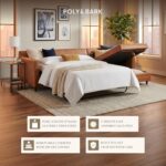 Poly & BARK Harper Right-Facing Leather Sleeper Sectional Sofa Cognac Tan– Full-Grain Aniline Leather, Sculptural Silhouette, Walnut-Finished Legs – Modern Statement Sofa for Living Spaces - Image 6