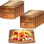 Kigley 10 Pcs Acacia Wood Cutting Boards Bulk for Laser Engraving Wooden Dinner Plates with Groove Chopping Charcuterie Board Carving Tray for Holiday Housewarming Party Gifts (10 x 12 Inch) - Image 2