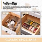 Glass Spice Jars with Bamboo Airtight Lids - (4 Pack) - 4 oz Square Spice Bottles with Shaker Lids - Clear Empty Shaker Seasoning Jars with Preprinted Spice Jars Labels for Spice Rack, Drawer, Cabinet - Image 3