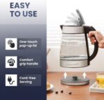 Elite Gourmet EKT-602 Electric BPA-Free Glass Kettle, Cordless 360° Base, Stylish Blue LED Interior, Handy Auto Shut-Off Function – Quickly Boil Water For Tea & More - Image 5