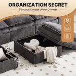130" Modular Sectional Sofa U Shaped with Storage, Chenille Cloud Couch for Small Spaces, Living Room, Apartment, Comfy Deep Seat with Reversible Ottoman (6 Seats Grey) - Image 7