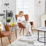 Yaheetech Accent Chairs, Large PU Leather High-Back Chair w/Metal Legs, Pottery Barn Style Living Room Chairs for Bedroom/Home Office, Camel - Image 4