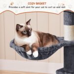 Yaheetech 76.5in Multi-Level Large Cat Tree, Big Cat Tower with 3 Condos, Cozy Plush Perches, 9 Sisal Scratching Posts and Ladder, Activity Center for Large Kitties, Dark Gray - Image 9