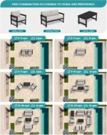 SERWALL Black HDPE Outdoor Loveseat with Khaki Cushions, All Weather Use Outdoor Loveseat Sofa, Black Frame with Khaki Cushions - Image 9