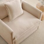 Mixcous Chenille Oversized Accent Chair - 39”W Big Comfy Reading Chair, Modular Cloud Chair, Cozy Armchair for Living Room, Bedroom, Kids Room, Family Room, Reading Nook, Sand Beige - Image 7