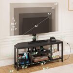 Corner TV Stand with Mount LED - Universal TV Mount Stand for 32-65" TV, Height Adjustable Swivel TV Console Wood & Steel Entertainment Center with Mount, Cabinet, Power Outlet, Colorful Light, Black - Image 7