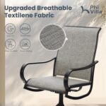 PHI VILLA Patio Table and Chairs Dining Set with Umbrella for 4, Outdoor Dining Set with 4 Swivel Patio Chairs, 1 Square Metal Dining Table and 10ft Navy Blue Large Patio Umbrella (No Umbrella Base) - Image 4