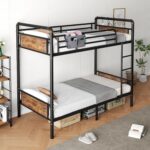 Jocoevol Metal Bunk Bed Twin Over Twin, Industrial Bunkbeds Heavy Duty Bed with Safety Guard Rails and Space-Saving Design, Steel Bed for School, Bedroom (Vintage Brown) - Image 10
