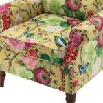 HULALA HOME Modern Wingback Accent Chair with Wood Legs & Removable Cushion, Comfy Upholstered Armchair with Nailhead Trim, Floral Pattern Single Sofa Chair for Living Room Bedroom, Mustard - Image 7