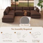 Vesgantti 141.7" Oversized Boneless Sectional Couch, Modern 7 Seater Modular Sofa with Chaise & Ottoman, Deep Seat Corduroy Cloud Couches for Living Room, No Assembly Required, Dark Brown - Image 8