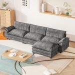 Furniwell 119" Modular Couch 3-Seat Sofa with Reversible Ottoman, Cloud Couch L Shaped Sofa with Deep Seat, Chenille Sectional Couches for Living Room - Image 7