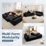 Cloud Couch U-Shaped Sectional Sofa, 134'' Modular Boneless Couches for Living Room, Corduroy Deep Seat Sofa with 2 Chaise Lounges and 1 Loveseat, 30D High-Resilience Foam, No Assembly, Black - Image 9