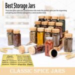 Glass Spice Jars with Bamboo Airtight Lids - (4 Pack) - 4 oz Square Spice Bottles with Shaker Lids - Clear Empty Shaker Seasoning Jars with Preprinted Spice Jars Labels for Spice Rack, Drawer, Cabinet - Image 7