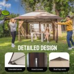 CROWN SHADES 13x13 Pop Up Gazebo, Canopy Tent, Gazebos on Clearance - Outdoor Gazebo for Backyard & Patio Furniture - Carpa Pop Up Tent with Wheeled STO-N-Go Cover Bag (Beige & Coffee) - Image 4