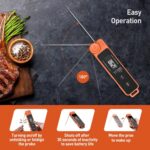 0.5 Sec Instant Read Meat Thermometer for Cooking, Ultra-Fast Digital Food Thermometer with Backlight, ±0.5°F Accuracy, IP67 Waterproof，Auto-Rotate/On/Off–Perfect for Grilling, BBQ, Smoker-Tangerine - Image 6