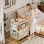 Amazer Baby Changing Table, Bamboo Baby Dresser Table with Flat Top, Diaper Changing Station with 3 Removable Storage Drawers, Large Storage Nursery Organizer Shelves with Pad, Mesh Pocket - Image 10