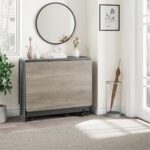 IDEALHOUSE FoldingTable, Drop Leaf Dining Table with 6 Wheels and 2-Layer Storage Shelf, Space Saving Table for Small Spaces (Slate Oak, 50.1" D x 31.4" W x 29.5" H) - Image 6