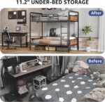 Jocoevol Metal Bunk Bed Twin Over Twin, Industrial Bunkbeds Heavy Duty Bed with Safety Guard Rails and Space-Saving Design, Steel Bed for School, Bedroom (Vintage Brown) - Image 8