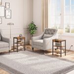 HOOBRO Side Table with Charging Station and USB Port, Small End Table for Small Space, 3-Tier Nightstand with Adjustable Shelf, for Living Room, Bedroom and Balcony, Rustic Brown BF112BZ01 - Image 3